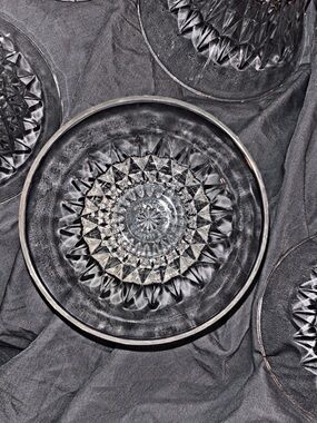 Set of 7 Vintage Duralex France "Diamant" Clear Glass Bowls - Diamond Starburst